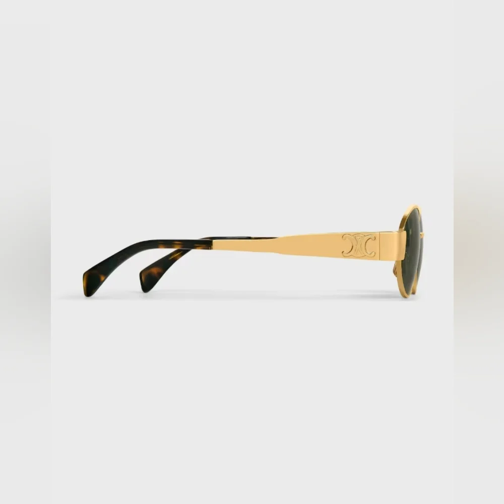 Celine Gold Metal Sunglasses with Green Lenses